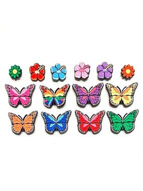 BUTTERFLY SHOE CHARM COLLECTION (Pack of 14) Fits Both Shoelaces and Clogs